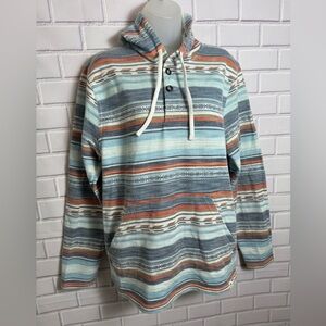 Free Planet Baja Hoodie Aztec Striped Pullover Size M